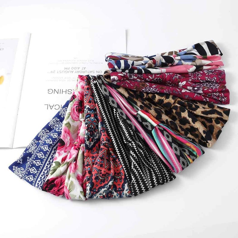 Bohend Wide Boho Headbands Women 8 PCS Stretchy Cotton Hairbands No Slip Bandeau Head Wrap (Boho, Uniform size) - Image 2